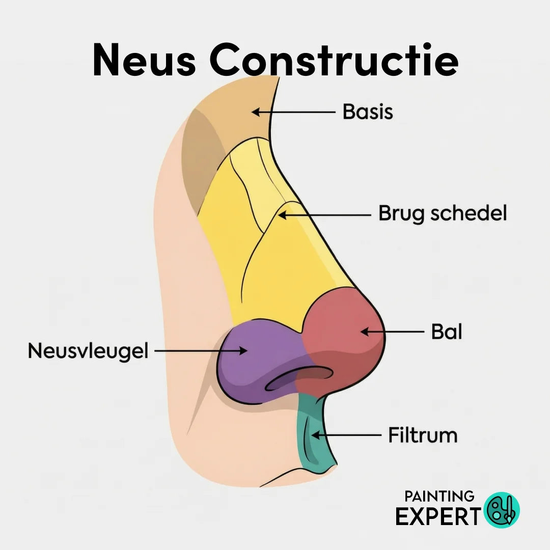 Realistische neus tekenen in 3 stappen