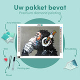 Diamond Painting Aap met Koptelefoon