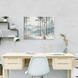 Diamond Painting Berkenbos in mist met rode accenten Japan