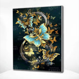 Diamond Painting Blauwe en Gouden Vlinders