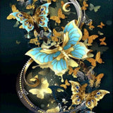 Diamond Painting Blauwe en Gouden Vlinders