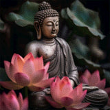 Diamond Painting Boeddha met Lotusbloem