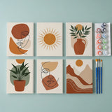 Boho Lijn Kunst & Natuur - Schilderen op Nummer Mini Set van 6
