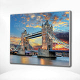 Schilderen op nummer Bridge of Londen met Zonsondergang