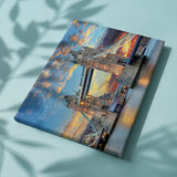 Schilderen op nummer Bridge of Londen met Zonsondergang