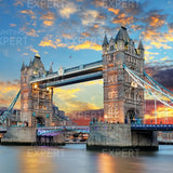 Schilderen op nummer Bridge of Londen met Zonsondergang
