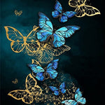 Diamond Painting Blauwe en Gouden Vlinders