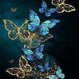 Diamond Painting Blauwe en Gouden Vlinders