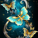 Diamond Painting Gouden en Blauwe Vlinders