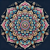 Diamond Painting Mandala Roze/Blauw/Geel