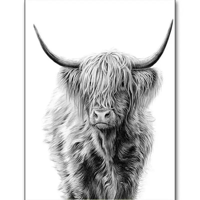 Diamond Painting Schotse Hoogelander Zwart