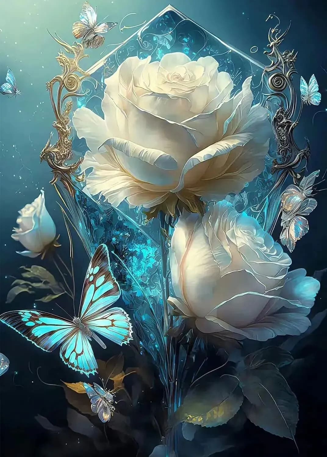 Diamond Painting Witte Bloemen