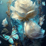 Diamond Painting Witte Bloemen