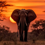 Diamond Painting Olifant Zonsondergang