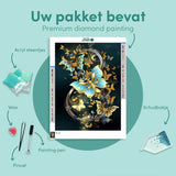 Diamond Painting Blauwe en Gouden Vlinders