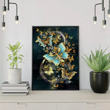 Diamond Painting Blauwe en Gouden Vlinders