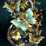 Diamond Painting Blauwe en Gouden Vlinders