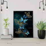 Diamond Painting Blauwe en Gouden Vlinders