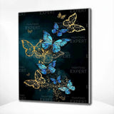 Diamond Painting Blauwe en Gouden Vlinders