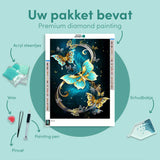 Diamond Painting Gouden en Blauwe Vlinders