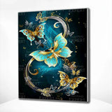 Diamond Painting Gouden en Blauwe Vlinders