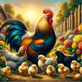 Diamond Painting Haan, Kippen en Kuikens