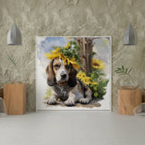 Diamond Painting Hond met Zonnebloem