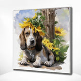 Diamond Painting Hond met Zonnebloem