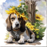 Diamond Painting Hond met Zonnebloem