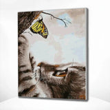 Diamond Painting Kat en een Vlinder