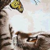 Diamond Painting Kat en een Vlinder
