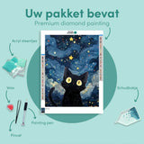 Diamond Painting Kat in de Nacht