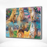 Diamond Painting Katjes en Leeuwen