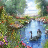 Diamond Painting Landschap met Zwanen
