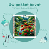 Diamond Painting Meer met Rode Bloemen