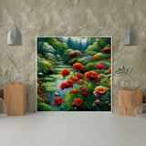 Diamond Painting Meer met Rode Bloemen