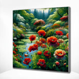 Diamond Painting Meer met Rode Bloemen
