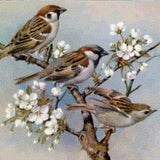 Diamond Painting Mussen op een Takje