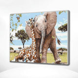 Diamond Painting Olifant en Giraffe