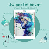 Diamond Painting Paard met Blauwe Tinten