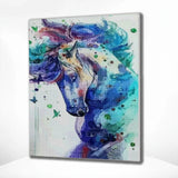 Diamond Painting Paard met Blauwe Tinten