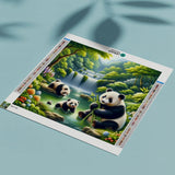 Diamond Painting Panda's bij het Meer