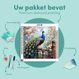 Diamond Painting Pauw op het Hek