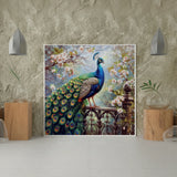 Diamond Painting Pauw op het Hek