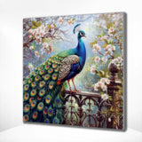 Diamond Painting Pauw op het Hek