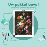 Diamond Painting Portret Bloemen in een Blauwe Vaas