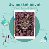 Diamond Painting Tijger met Bloemen