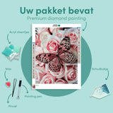 Diamond Painting Vlinder met Bloemen