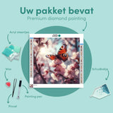 Diamond Painting Vlinder met Bloemen
