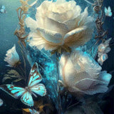 Diamond Painting Witte Bloemen